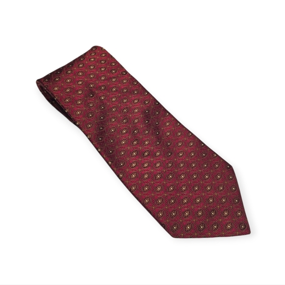 {Ike Behar} Burgundy and Gold Patterned Tie - Picture 1 of 8